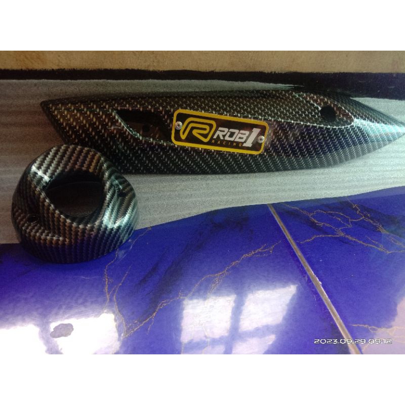 Jual Cover Tameng Knalpot ROB1 Carbon Standar Racing Lengkap Satu Set ...