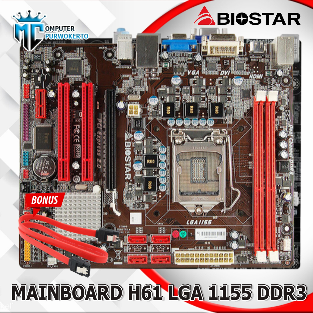 Jual Mainboard Motherboard H61 Intel Biostar LGA 1155 DDR3 Shopee