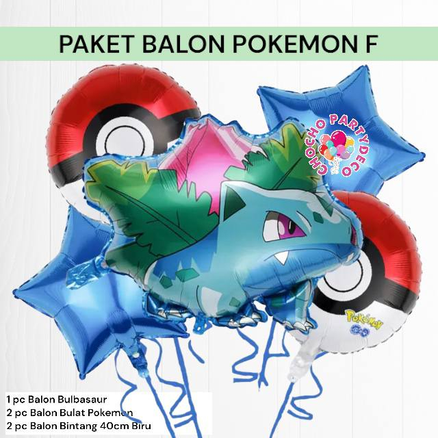 Jual Paket Balon POKEMON F Dekorasi Ulang Tahun Pokemon Pikachu Squirtle Ivysaur Charmander