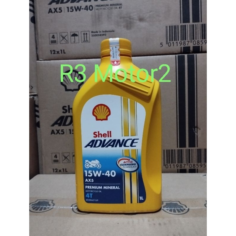 Jual OLI SHELL ADVANCE 4t AX5 1L 15W-40 ORIGINAL untuk motor sport ...