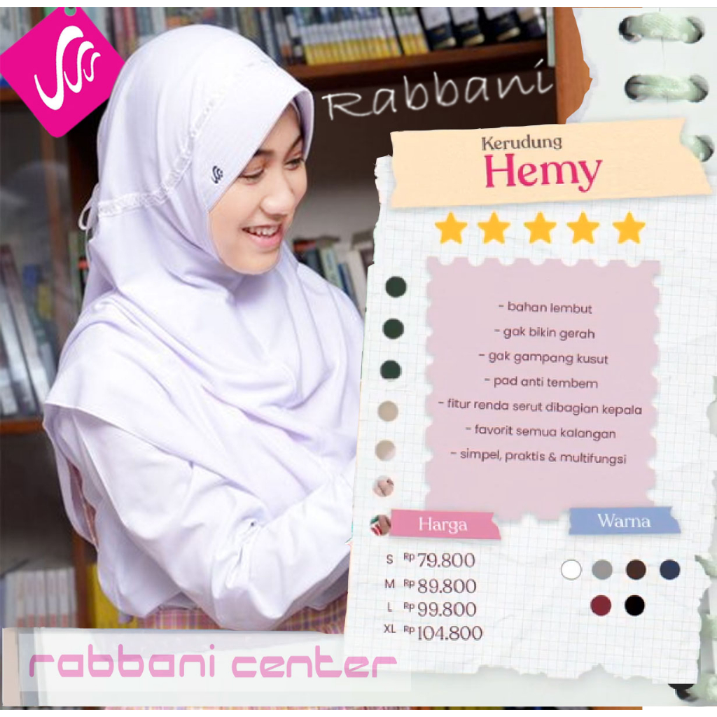 Jual Hemy size S kerudung rabbani ori jilbab rabbani jilbab sekolah ...