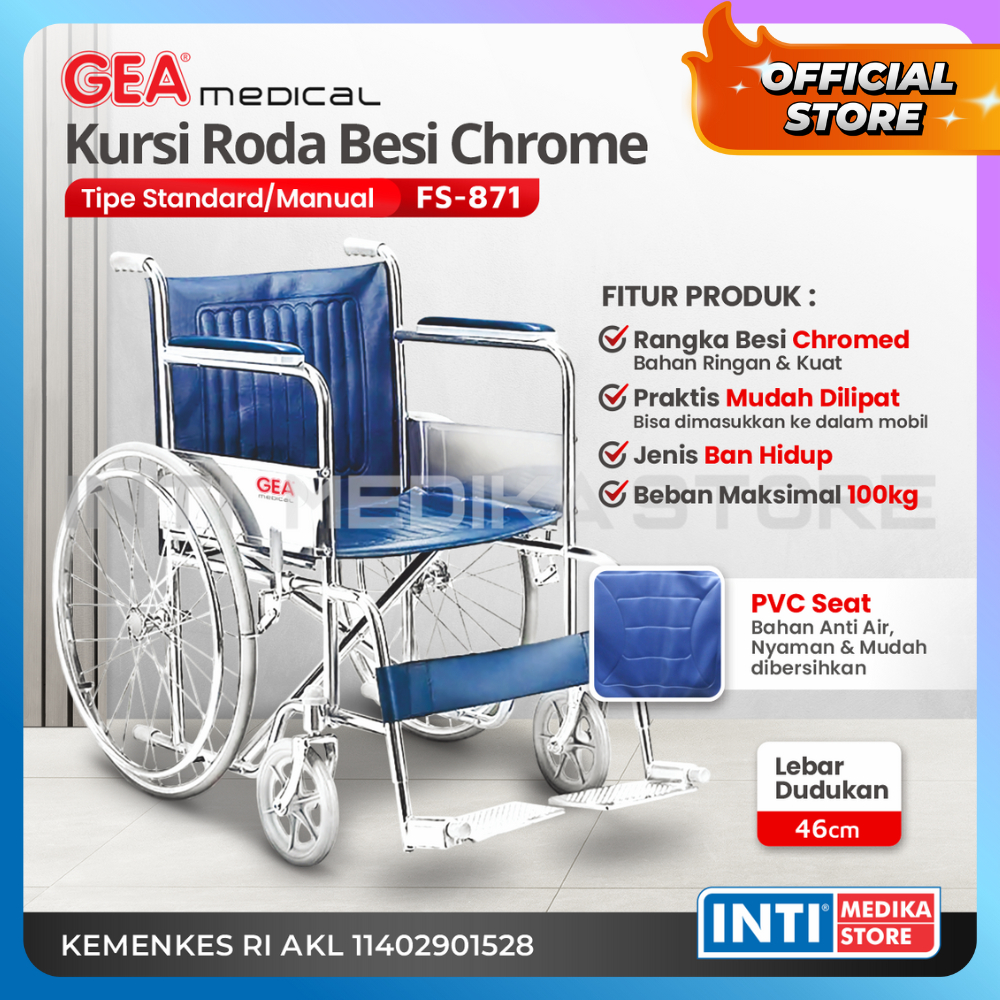 Jual Gea Kursi Roda Standar Rumah Sakit Fs Ban Hidup Shopee Indonesia