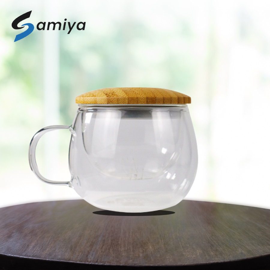 Jual Gelas Kaca Saringan Teh Kopi Rempah Glass Mug Infuser Tea Cup 320ml Shopee Indonesia 7305