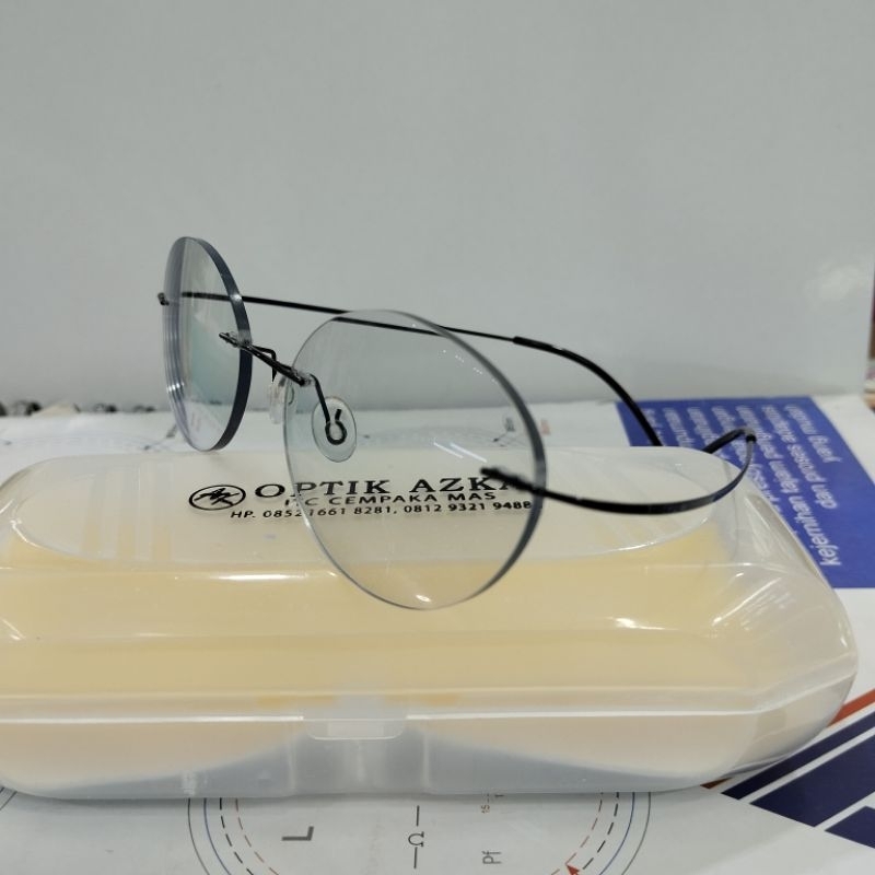 Jual Frame Bor Rimles Silhoulette Oval Lensa antiardiasi Bluecromic ...