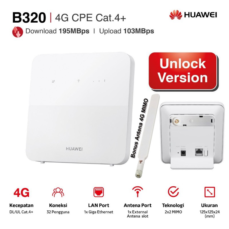 Jual Huawei B320 CPE Home Router Modem Wifi 4G Unlock All Operator Free ...