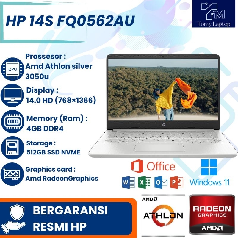 Jual Laptop Hp 14s Fq0562au Amd Athlon Silver 3050u Ram 8gbkeyboard Backlightlaptop Barupromo 5124