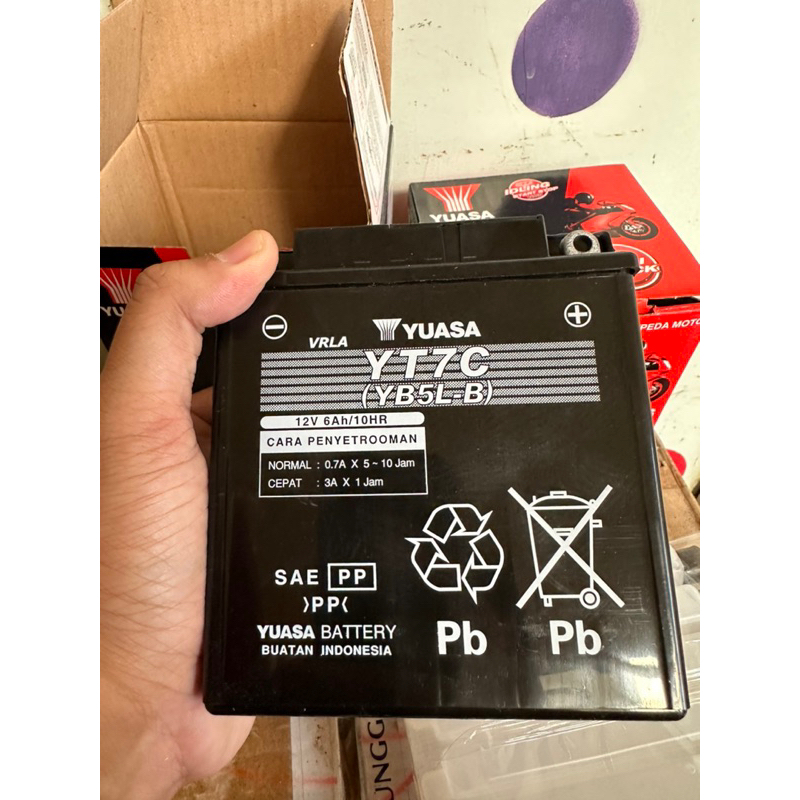 Jual aki yuasa yt7c 12v 6Ah aki dobel kering yuasa aki grand supra x