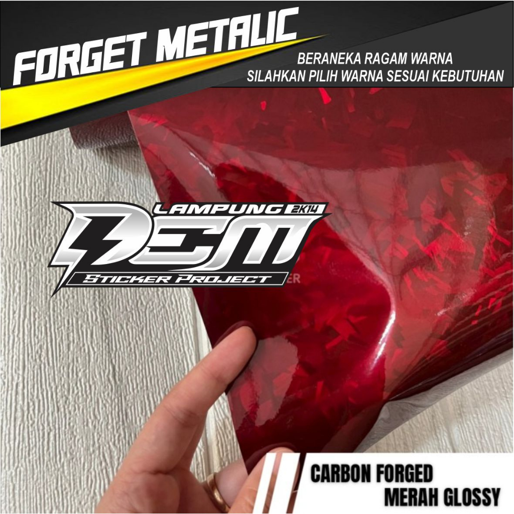 Jual Sticker Carbon Forged Merah Glossy Skotlet Variasi Motor Forged