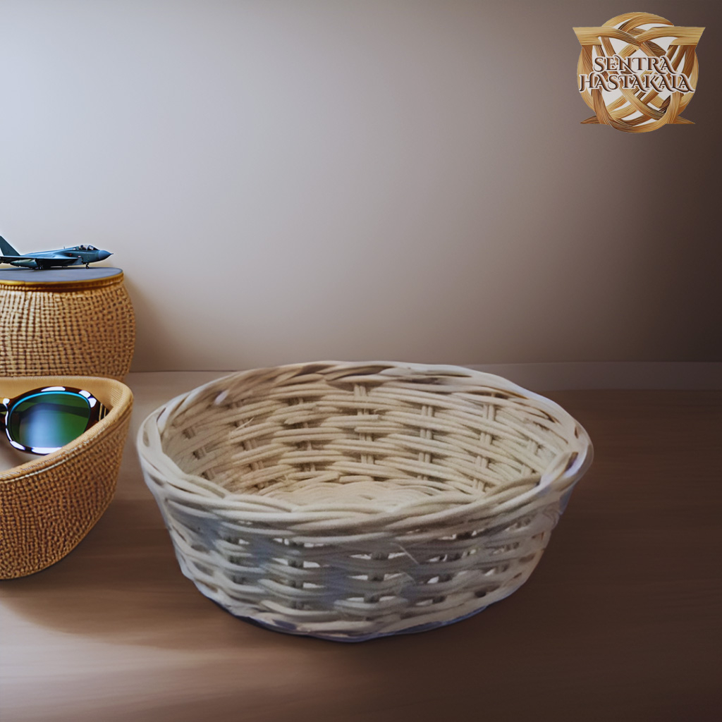 Jual Keranjang Rotan / Rattan, Bulat Mini Non Tangkai, Warna Natural ...