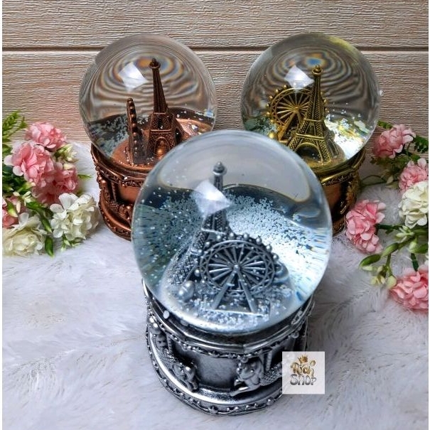 Jual Snowball Kotak Musik Bola Kaca Kristal Salju Paris Snowglobe