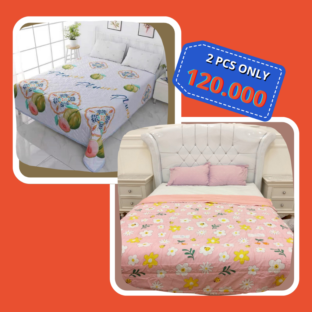 Jual PAKET HEMAT 2 PCS Bedcover Korean Design Ukuran 180x200 | Shopee ...