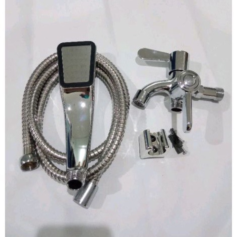 Jual Paket Shower Kamar Mandi Set Hand Dan Kran Shower Cabang Hand 12 Inch 5 Mode Fungsi 0448