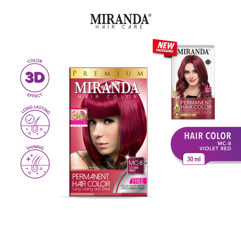 Jual Miranda Hair Color (Cat Rambut Permanen) MC8 Violet Red 30ml ...