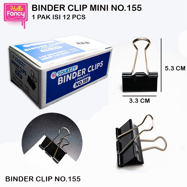 Jual Binder Clip Squeezy Klip Kertas Penjepit Binder 1 Pak Isi 12 No