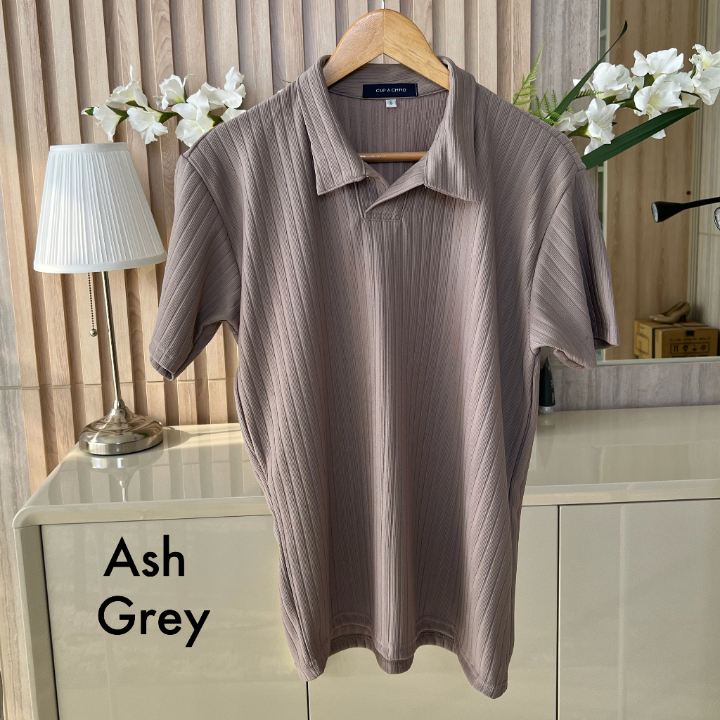 Jual Korean Knit Baju Polo Shirt Pria Salur Besar Dengan Cutting