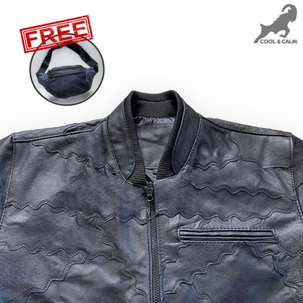 Jual Jaket Kulit Domba Asli Pria Elegant Model BOMBER BATIK Sambungan ...