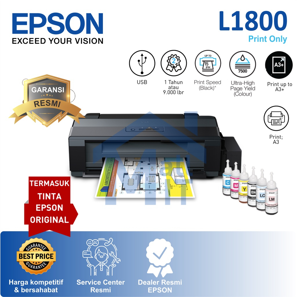 Jual PRINTER EPSON L1800 L-1800 L 1800 A3+ 6 Warna | Shopee Indonesia