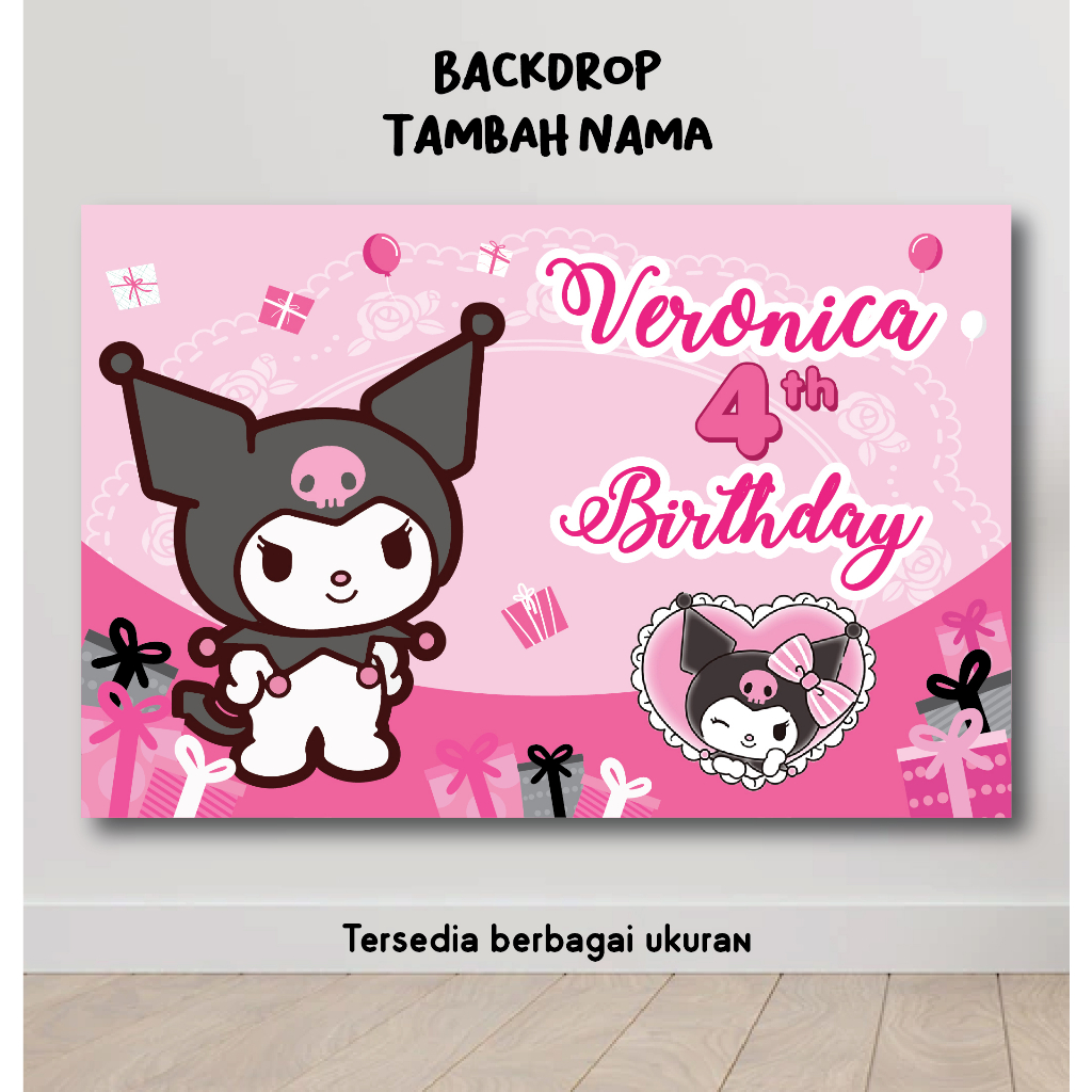 Jual BACKDROP KUROMI SANRIO ULANG TAHUN BACKGROUND DINDING ULTAH