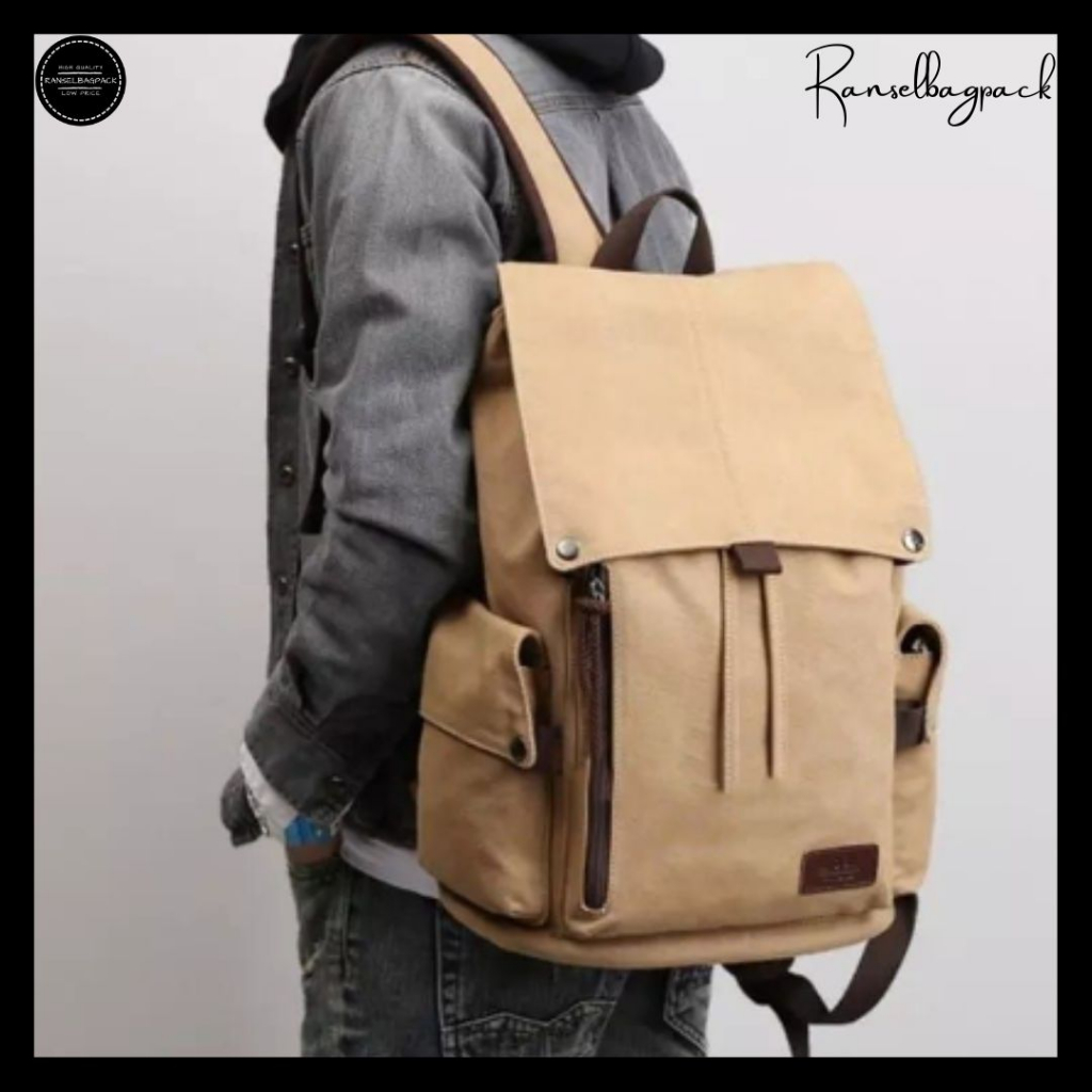 Jual Backpack Kanvas Ransel Kanvas ORIGINAL Kapasitas Besar Shopee