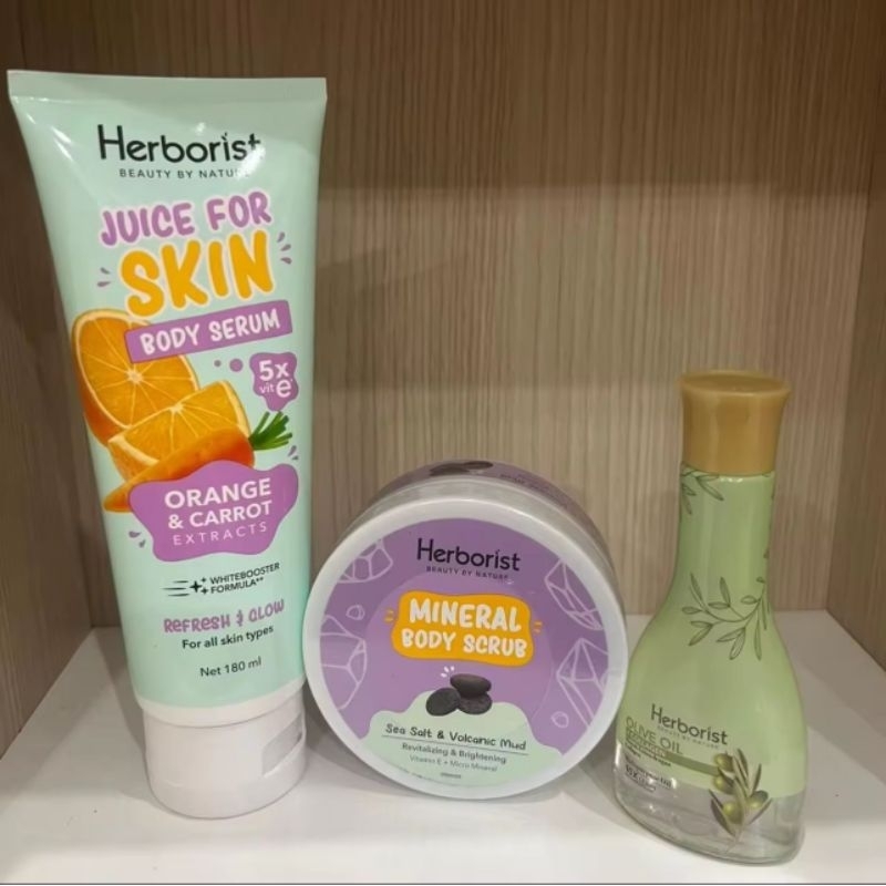 Jual Paket bundling Herborist Body serum Body Scrub dan Collagen Oil