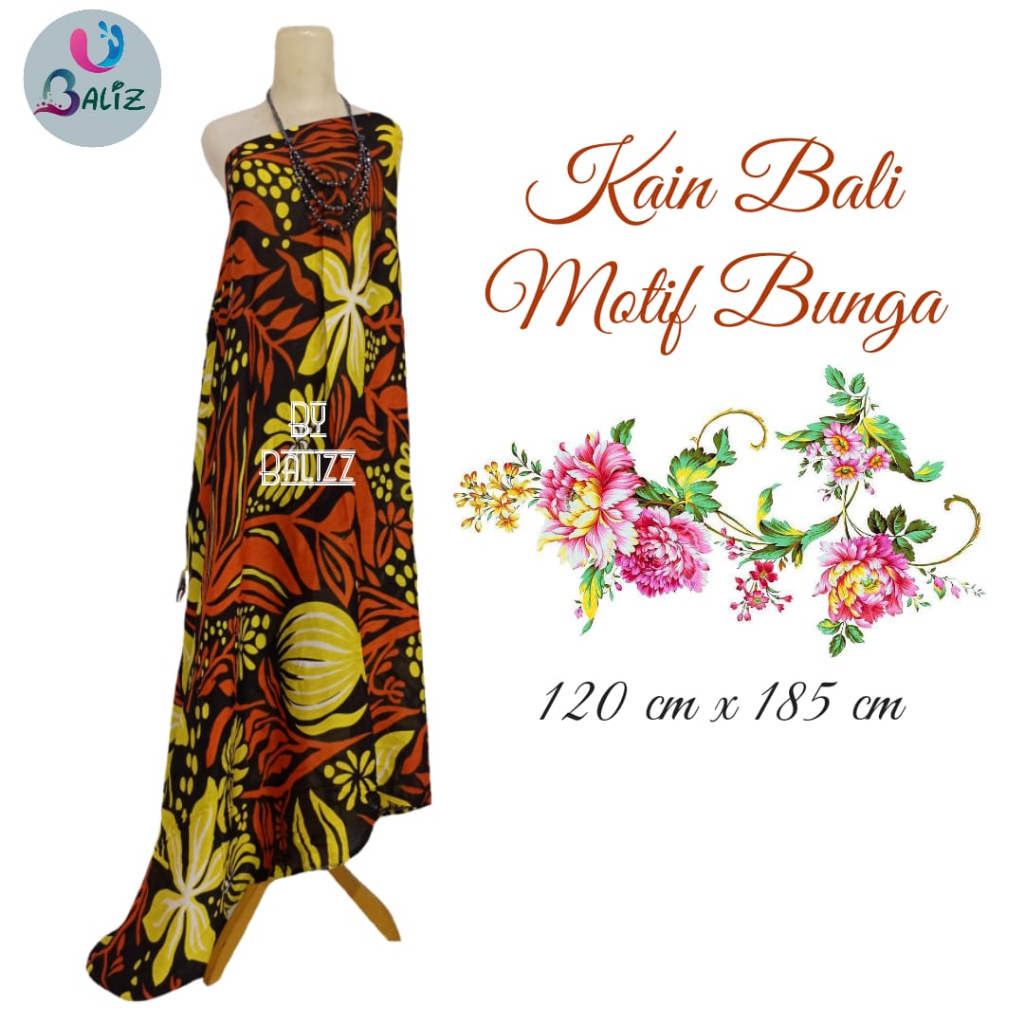 Jual Kain Bali Pantai - Kain Bali Motif Kembang Ekspor Jumbo - Sarung