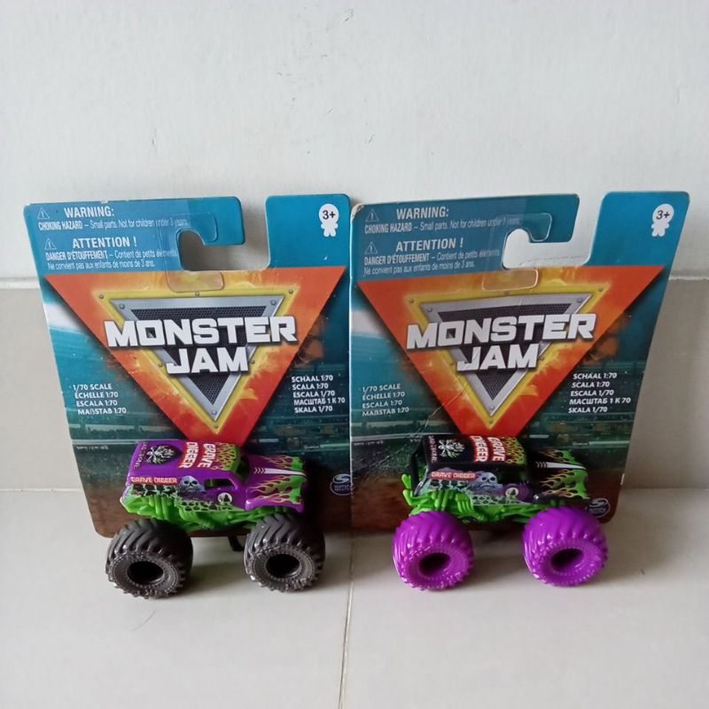 Jual grave digger monster jam skala 70 ban/bodi ungu | Shopee Indonesia
