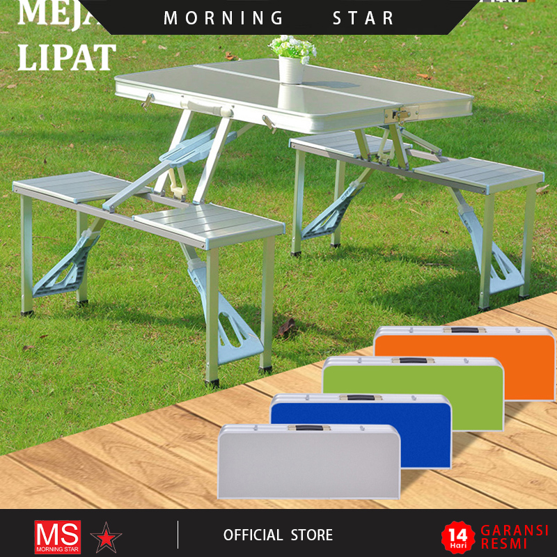 Jual Meja Lipat + Kursi Portable / Model Koper Folding Table With 2 ...