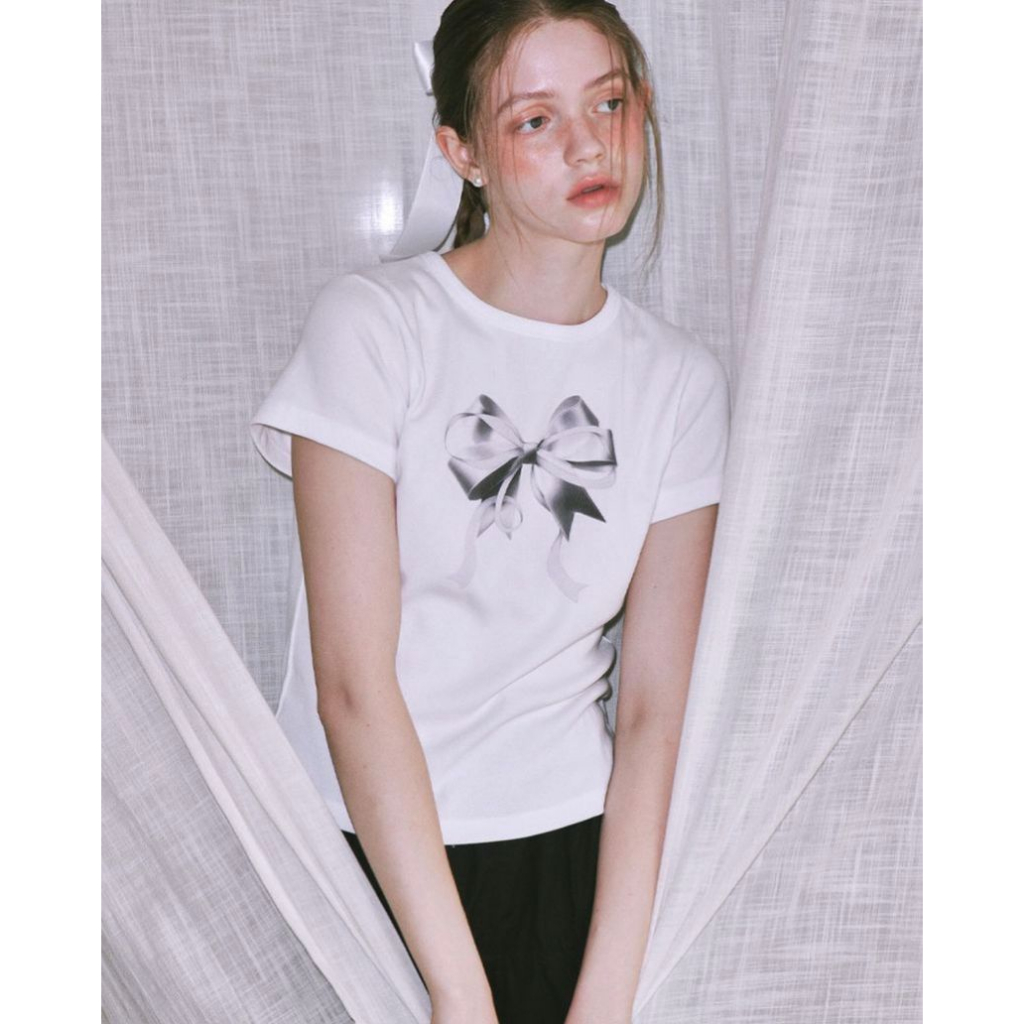 ★RONRON★DOUBLE RIBBON SLIM CROP T SHIRT Buy Ronron Double Ribbon Slim Crop L/S Tee Black Online in