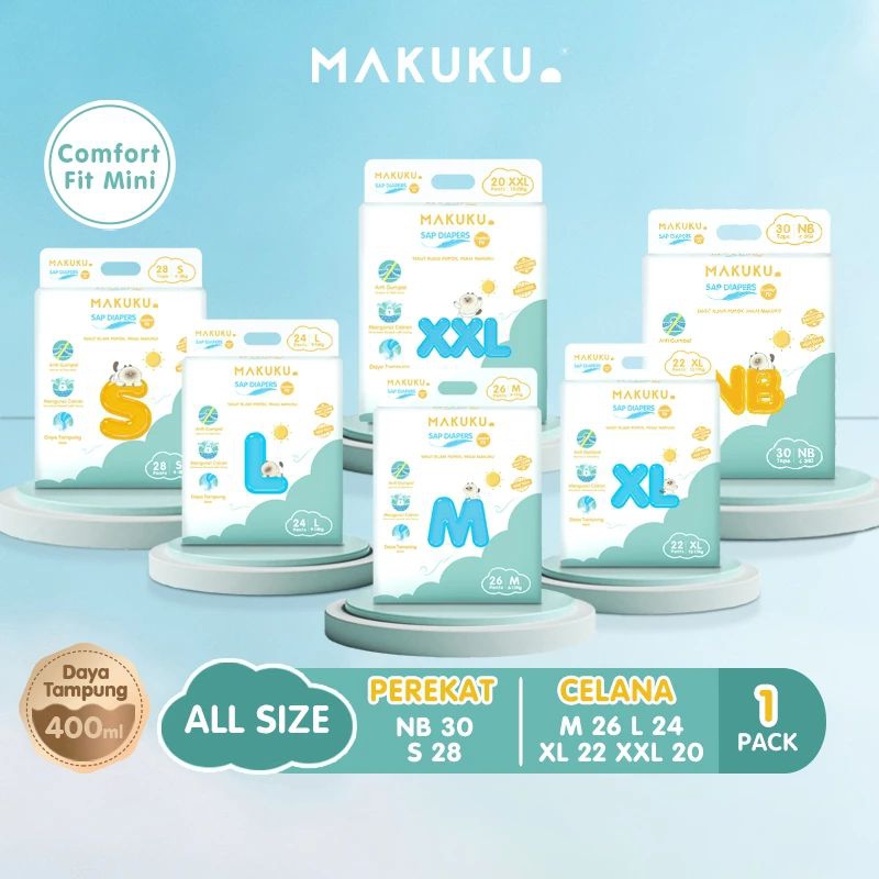 Jual MAKUKU SAP DIAPERS COMFORT FIT MINI ALL SIZE NB/S/M/L/XL/XXL TIPE ...