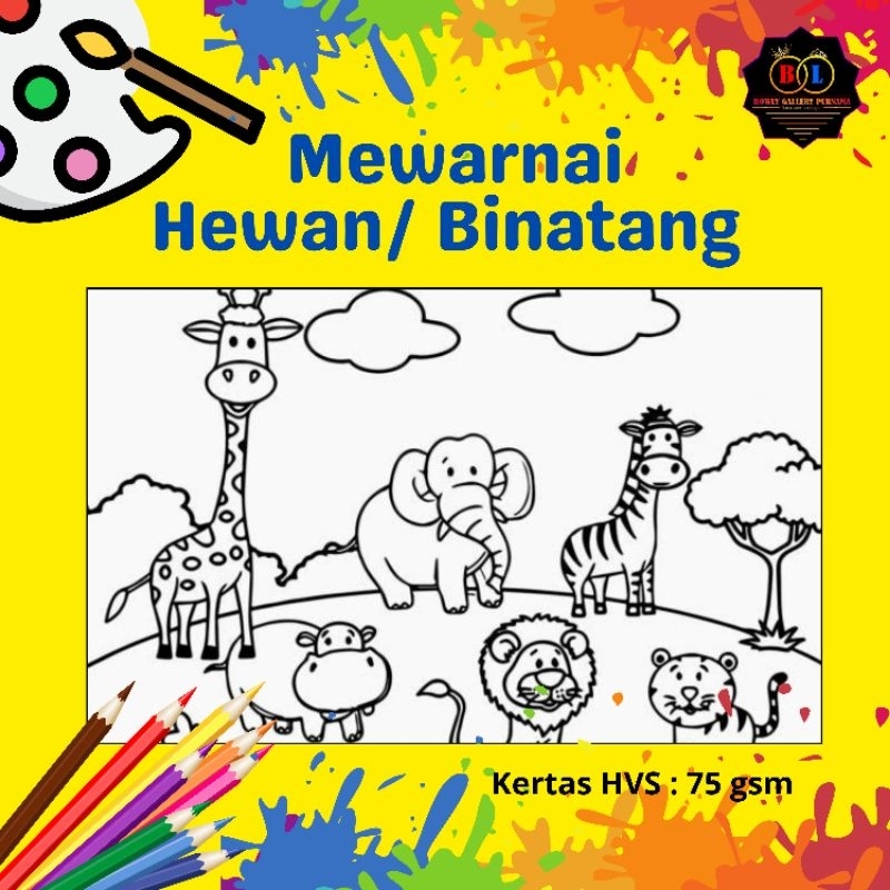 Jual Buku Mewarnai Gambar Melukis / Coloring Book Animal / Binatang ...