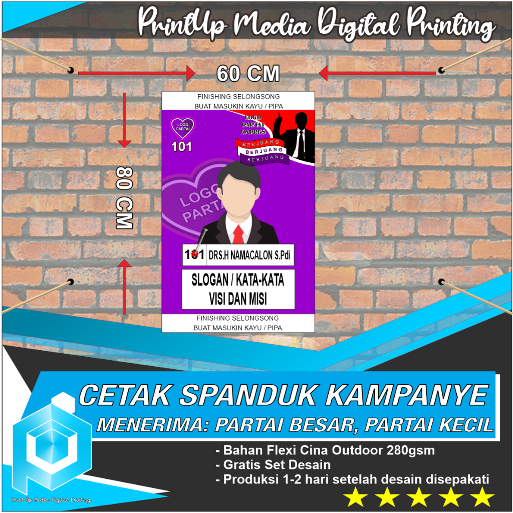 Jual BANNER SPANDUK MURAH PROMOSI BUAT CALEG BACALEG NYALON PEMILU ...