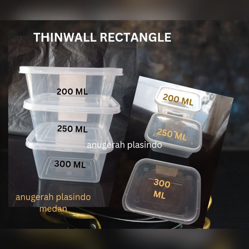 Jual Kotak Makan Plastik Thinwall Rectangle 250ml Shopee Indonesia 