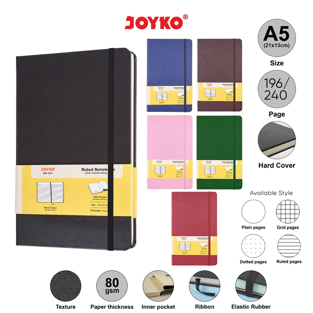 Jual Notebook Joyko Nb 663 A5 Ruled Bergaris Buku Tulis Catatan Diary