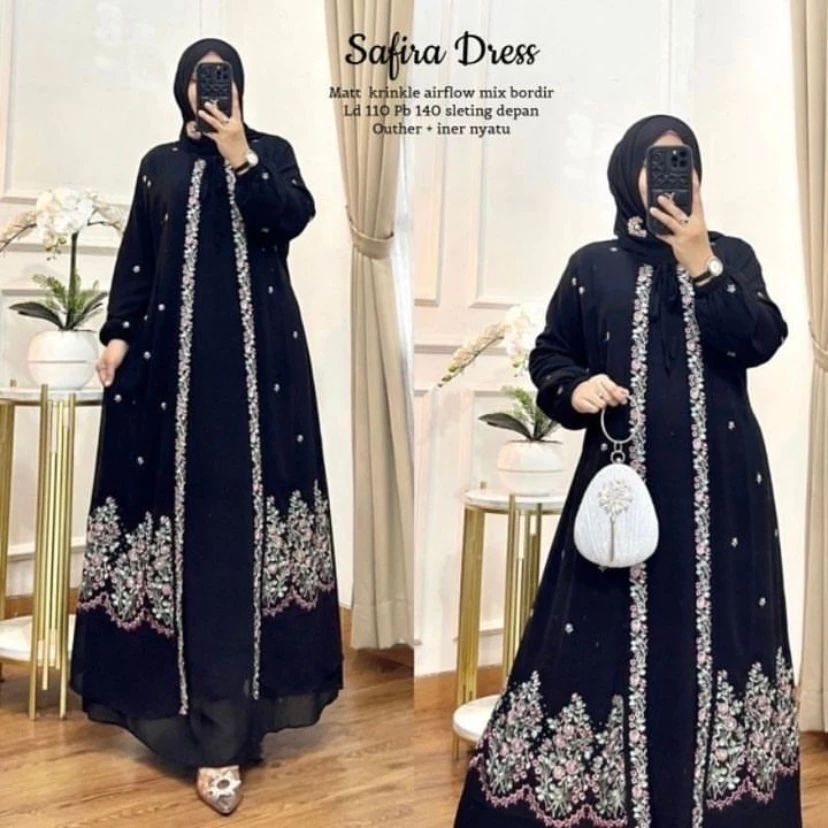 Safira Dress Gamis Bordir Premium Elegan Mewah