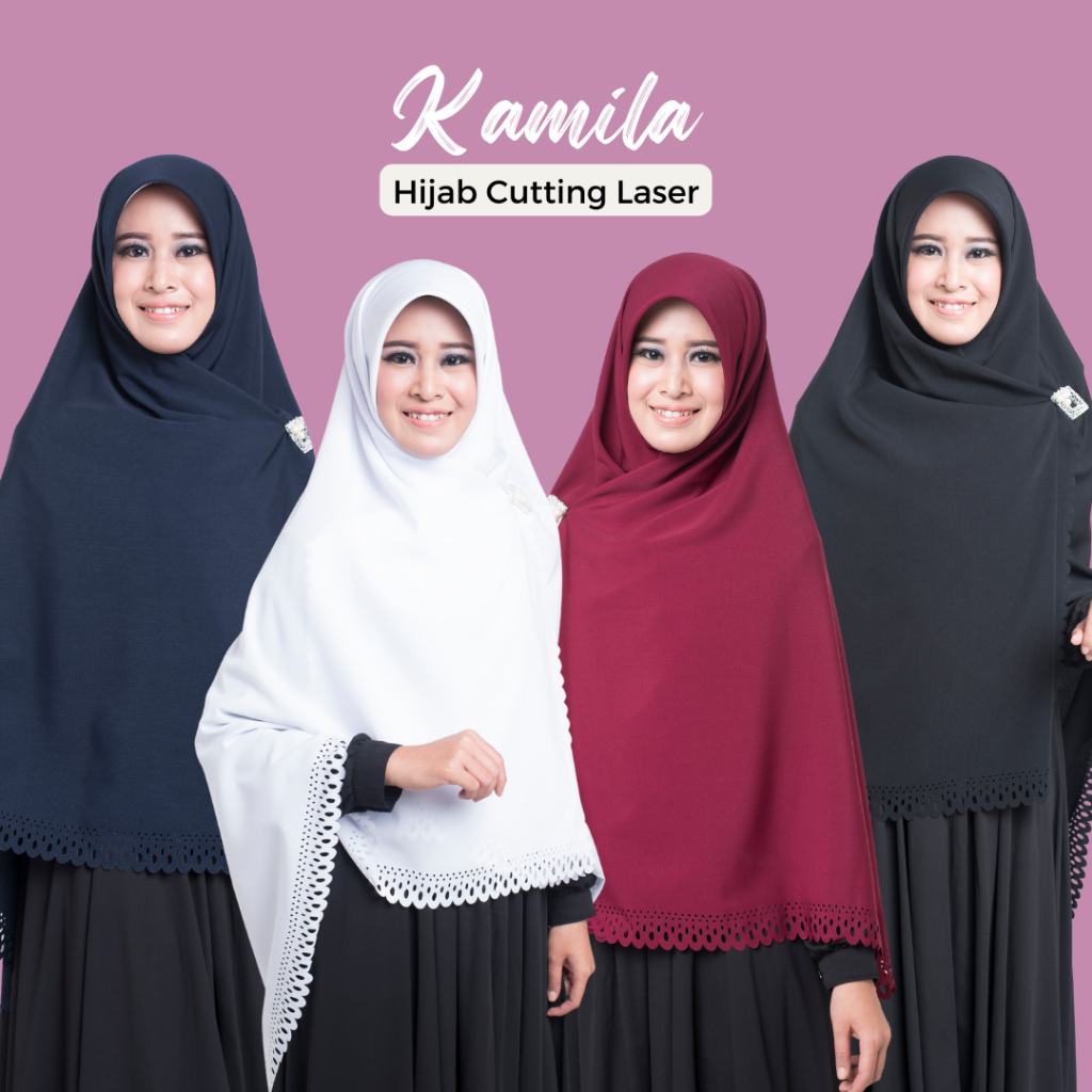 Jual Kerudung Jilbab Segi Empat Syari Lasercut 130x130 cm Premium Polos