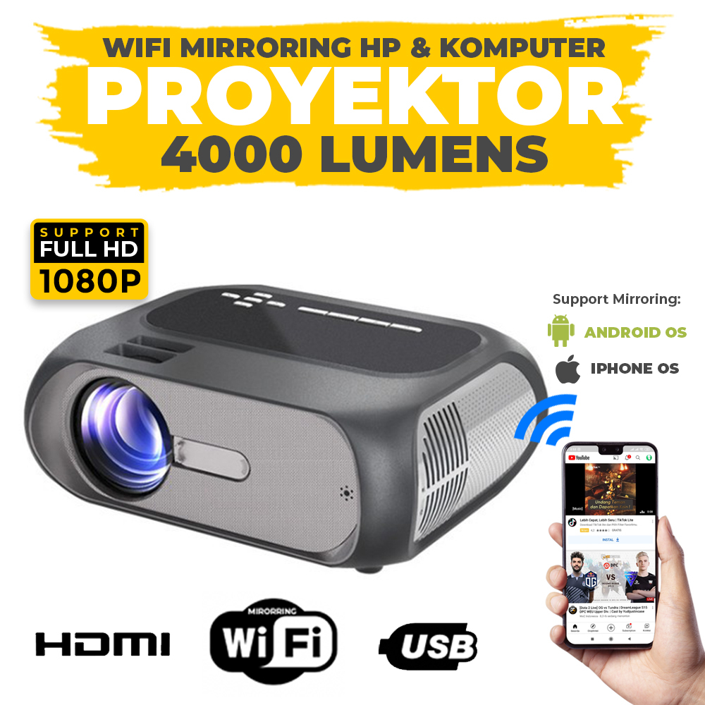 Jual Proyektor projector Android & Mirroring Miracast - 5500 Lumens ...