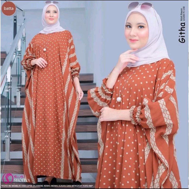 Jual gamis kaftan almina jumbo super rayon premium | Shopee Indonesia