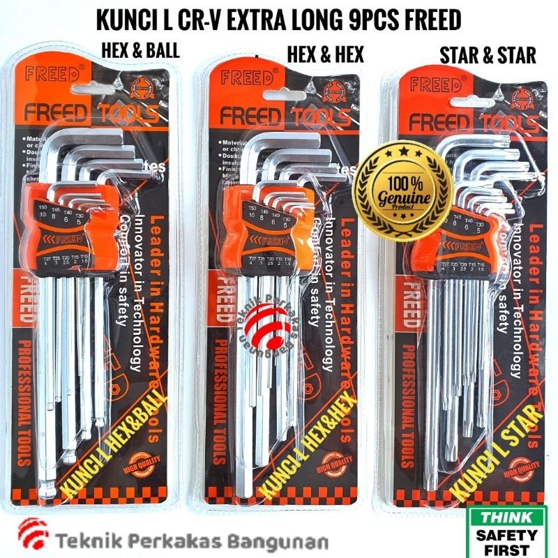 Jual Kunci L extra long set 9pcs C-RV 3 varian Hex ball- Hex Hex-Hex ...