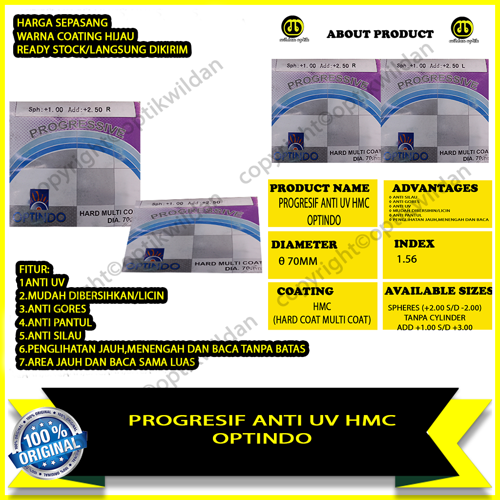 Jual LENSA PROGRESIF ANTI UV HMC OPTINDO HMC/ANTI UV | Shopee Indonesia