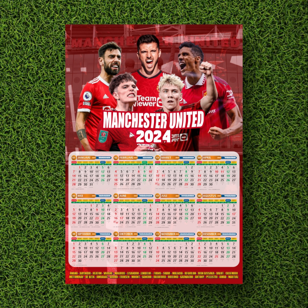 Jual Kalender 2024 Manchester United Siap Cantol Kalender Bola EMYU