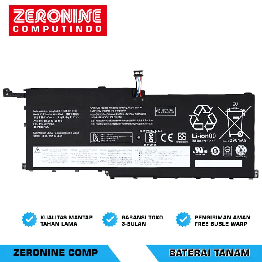 K KYUER Batteria 52Wh Per Lenovo ThinkPad X1 Carbon (4th Gen) E X1 Yoga (1st/2nd) – Sostitutiva 00HW028