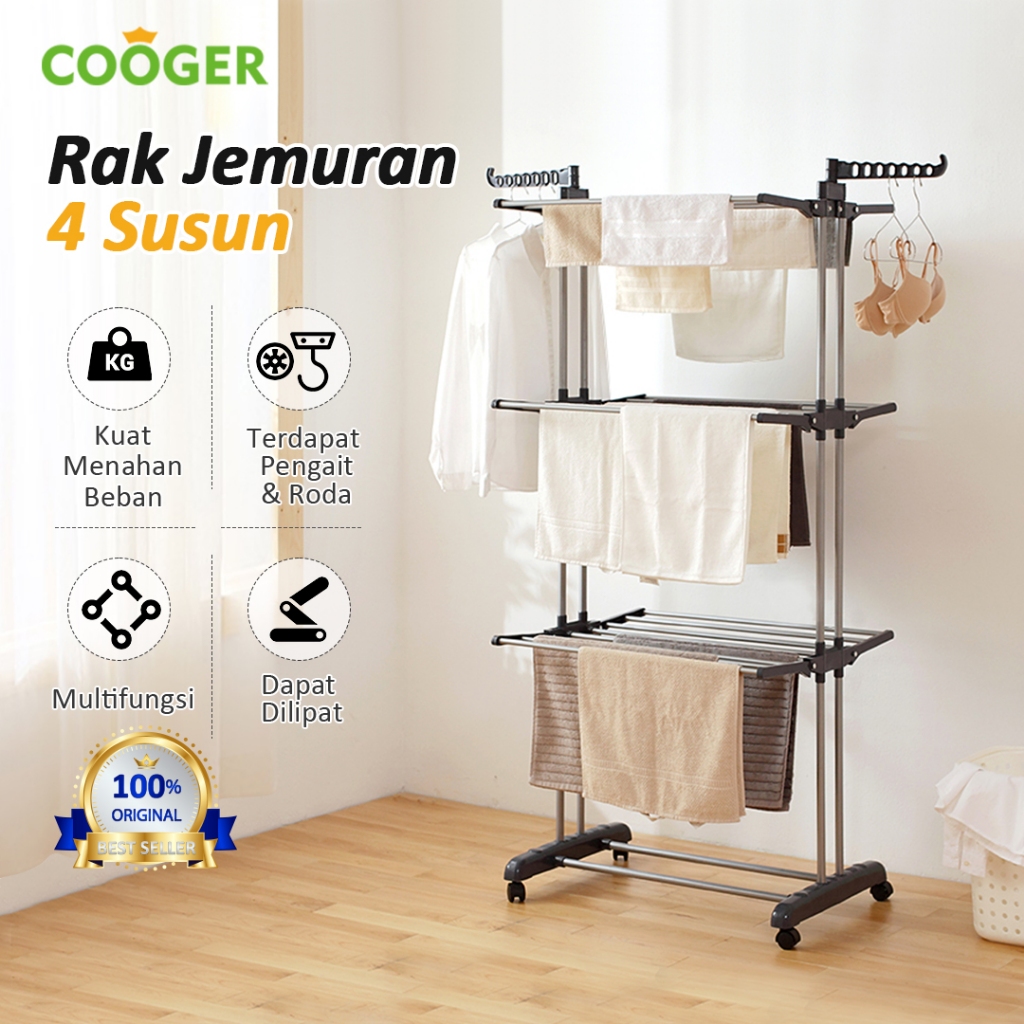 Jual COOGER Rak Jemuran Baju Lipat Pakaian Tempat Jemuran Pakaian Rak Jemuran Handuk Menara