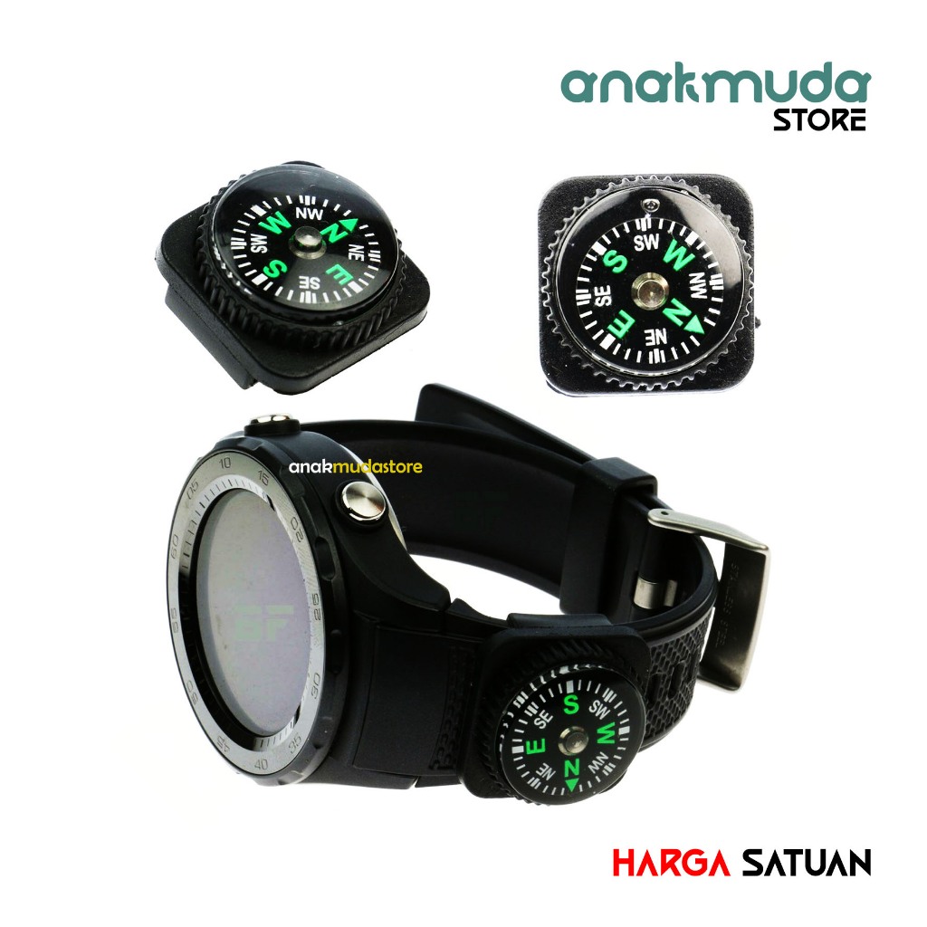 Jual (KM01) Kompas MIni Strap Jam Tangan Praktis Alat Petunjuk Arah ...