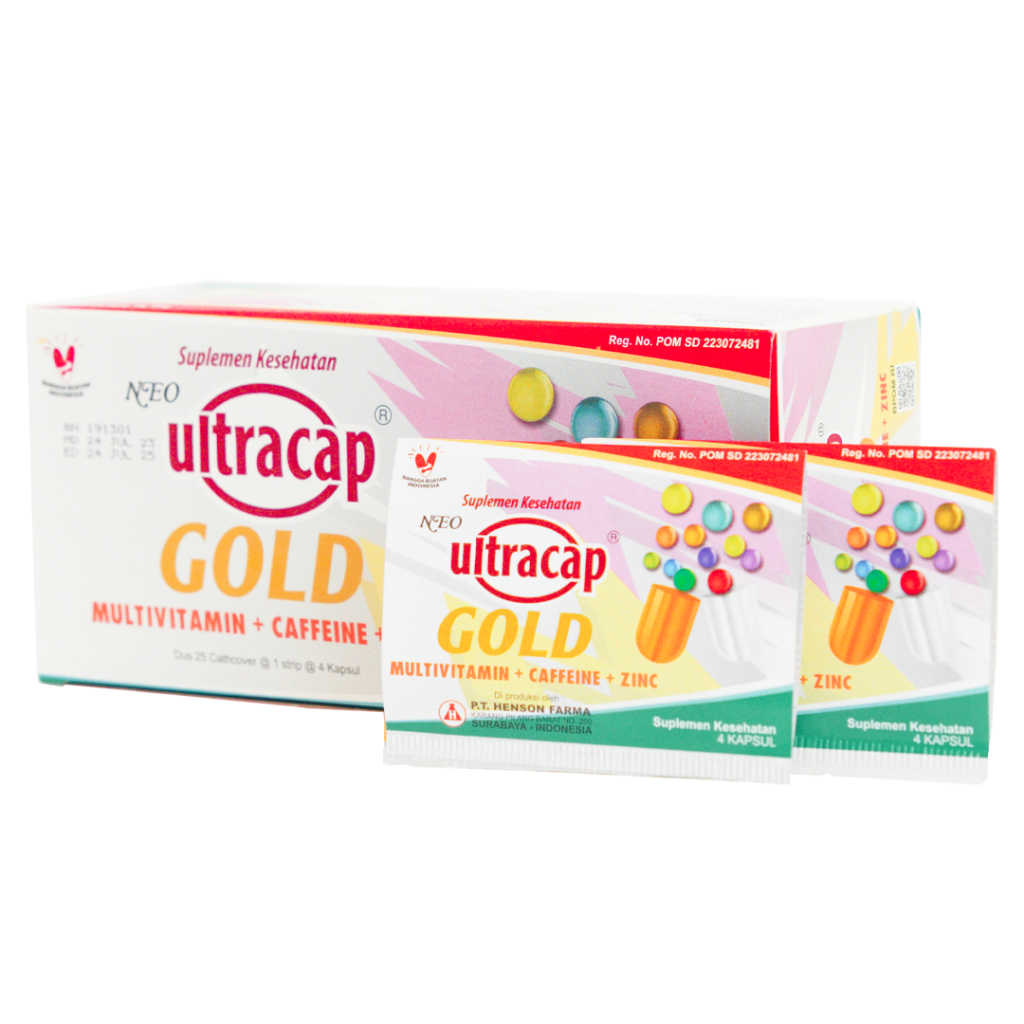 Jual ULTRACAP GOLD Suplemen Multivitamin C E B & Zinc Box Isi 25 Strip ...