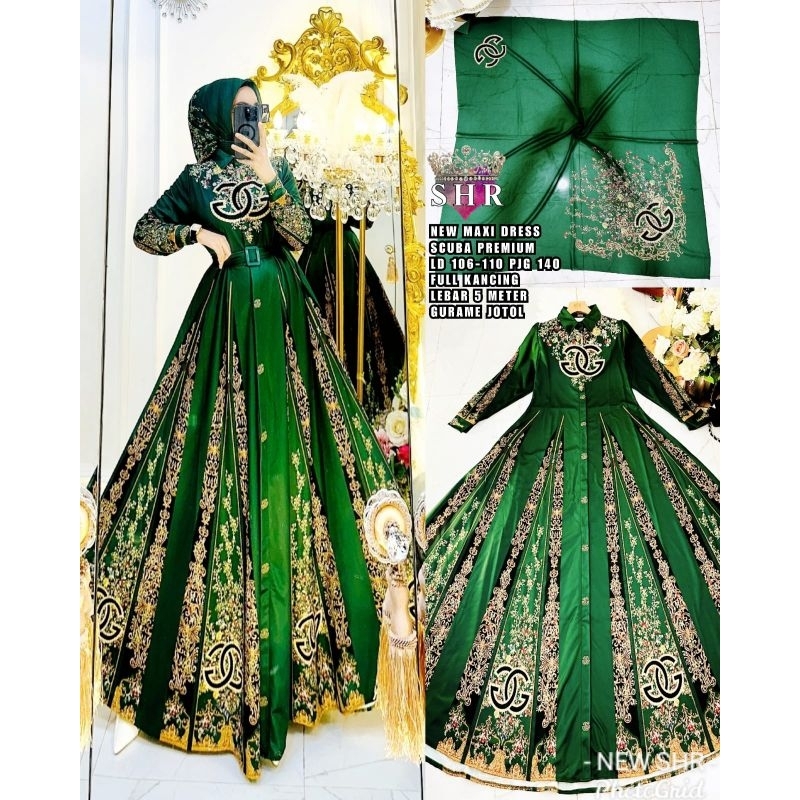 Jual New maxi dress scuba premium full kancing depan dgn model gurame