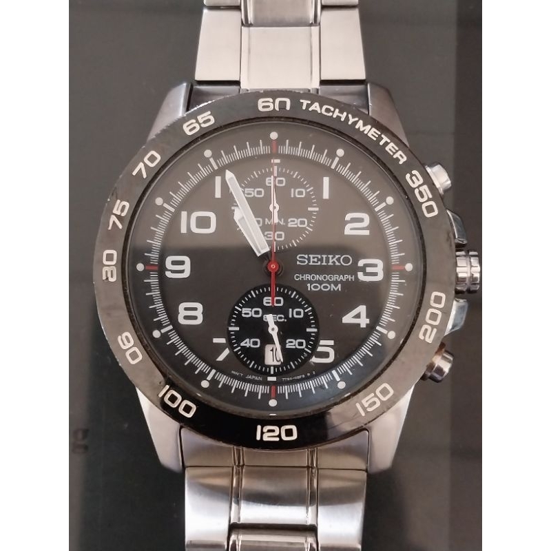 Near MINT] Seiko 7T94-0BL0 Black Dial Chronograph Quartz Men
