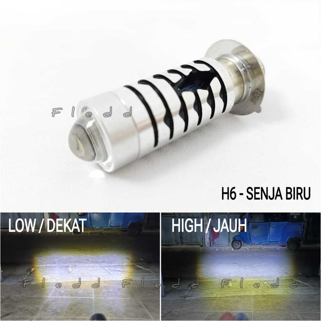 Jual Lampu Utama H6 LED Laser Senja Biru High Low Jauh Dekat Putih ...