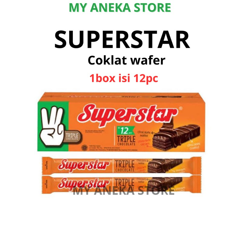 Jual SUPERSTAR Wafer Triple Chocolate Coklat Box Isi 12Pcs | Shopee ...