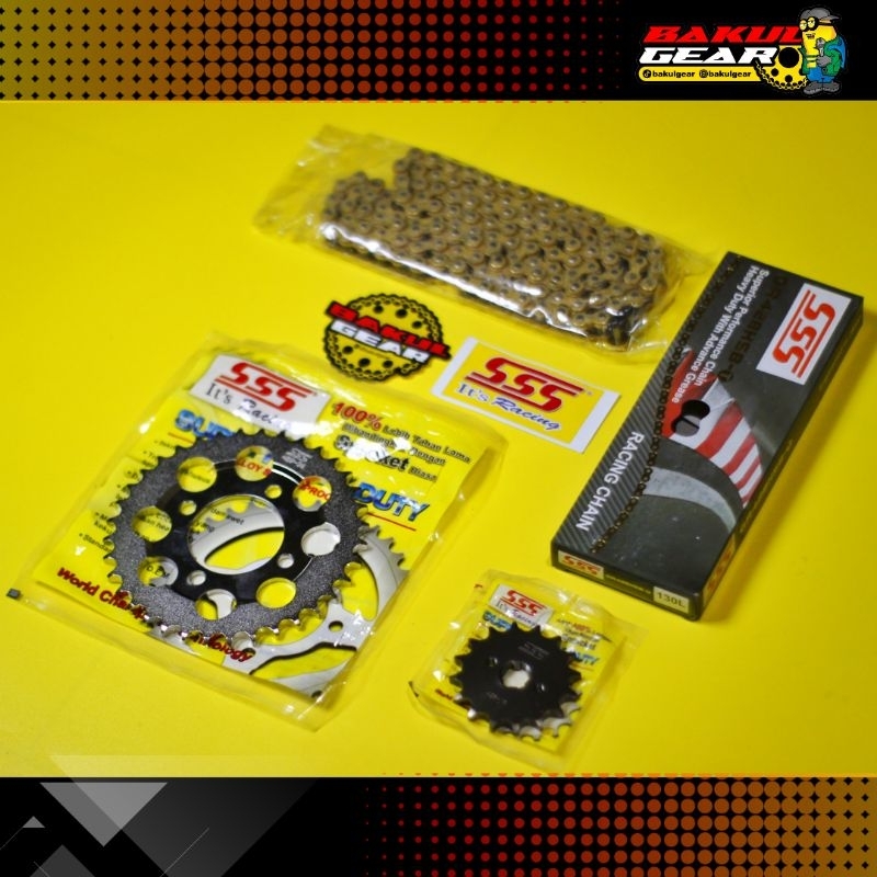 Jual Gear set SSS Honda Win Grand Supra 100 rantai HSBT ukuran 428