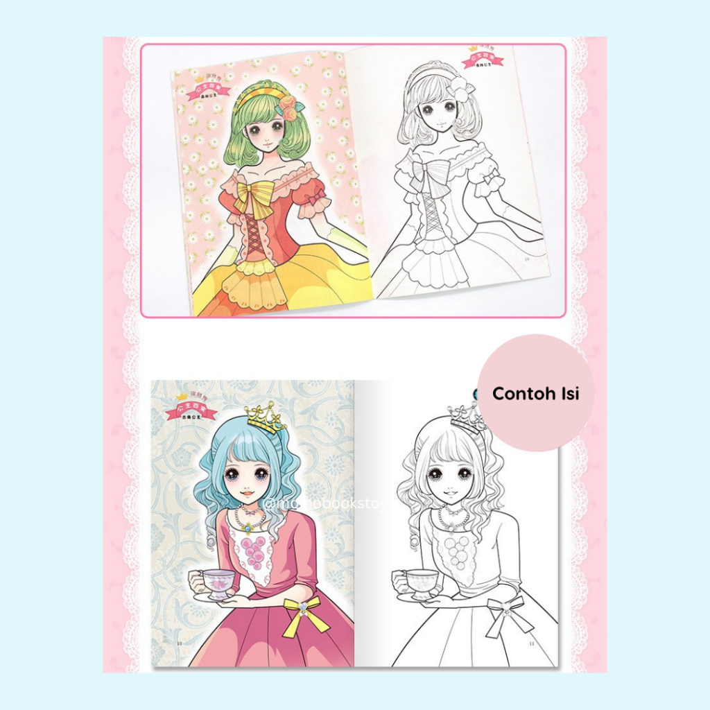 Jual [MOMO] (PCB - C) Princess Girl Drawing/Coloring Book | Buku Gambar ...